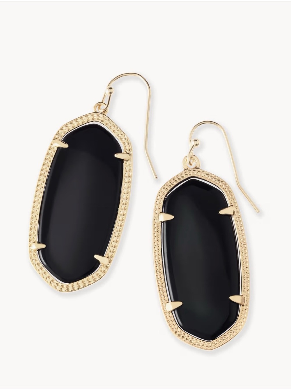 Kendra Scott- Elle Gold Drop Earrings in Black Opaque Glass